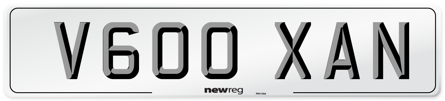 V600 XAN Number Plate from New Reg